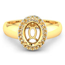 0.22 Carat Genuine White Diamond 14K Yellow Gold Semi Mount Ring - holds 9x7mm Oval Gemstone-3