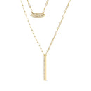 14K Yellow Gold 3/8 Cttw Two-Strand Marquise and Bar Charm Paper Clip Link Pendant Necklace  (I-J Color, I1-I2 Clarity) -18" and 20" Inch Lengths-4