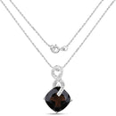 12.36 Carat Genuine Smoky Quartz and White Topaz .925 Sterling Silver Pendant-2