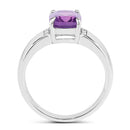 1.85 Carat Genuine  Amethyst and White Topaz .925 Sterling Silver Ring-2