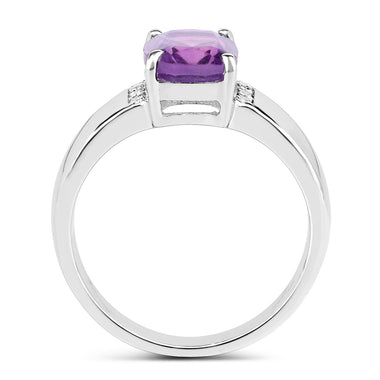 1.85 Carat Genuine  Amethyst and White Topaz .925 Sterling Silver Ring - 0