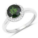 1.92 Carat Genuine Chrome Diopside and White Topaz .925 Sterling Silver Ring-1