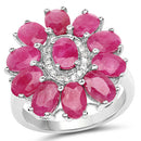 5.83 Carat Genuine Ruby and White Zircon .925 Sterling Silver Ring-1