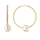 14k Yellow Gold Round Endless Pearl Earring(1x25mm)-1
