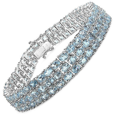 26.20 Carat Genuine Blue Topaz .925 Sterling Silver Bracelet - 0