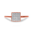 10K Rose Gold 1/3 Cttw Invisible Set Princess Cut Diamond Composite Square Shape Ring for Women (H-I color, I1-I2 clarity) - Size 7-1