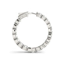 14k White Gold Two Sided Prong Set Diamond Hoop Earrings (3 1/2 cttw)-2