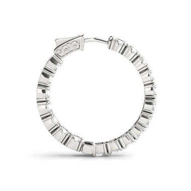 14k White Gold Two Sided Prong Set Diamond Hoop Earrings (3 1/2 cttw) - 0
