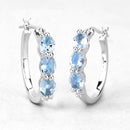1.75 Carat Genuine Aquamarine and White Diamond .925 Sterling Silver Earrings-2