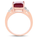 14K Rose Gold Plated 4.26 Carat Genuine Glass Filled Ruby and White Topaz .925 Sterling Silver Ring-2