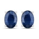 1.90 Carat Genuine Blue Sapphire 14K White Gold Earrings-1