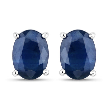 1.90 Carat Genuine Blue Sapphire 14K White Gold Earrings