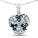 2.73 Carat Genuine Blue Sapphire and Aquamarine .925 Sterling Silver Pendant-1