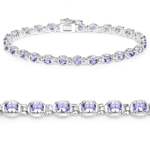 4.59 Carat Genuine Tanzanite .925 Sterling Silver Bracelet