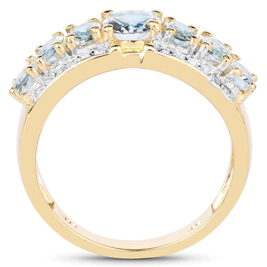 1.93 Carat Genuine Aquamarine and White Diamond .925 Sterling Silver Ring - 0