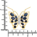 2.94 Carat Genuine Blue Sapphire and White Zircon .925 Sterling Silver Necklace-3