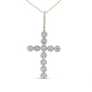10K Yellow Gold 5/8 Cttw Miracle Set Round Diamond Circle Link Cross Men's Pendant Necklace-1
