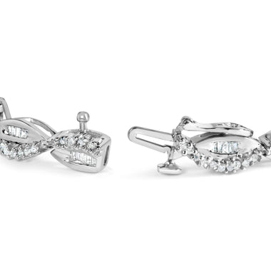14K White Gold 2.00 Cttw Diamond Swirl and Pear Shape Link Bracelet (I-J Color, I2-I3 Clarity) - 7" - 0
