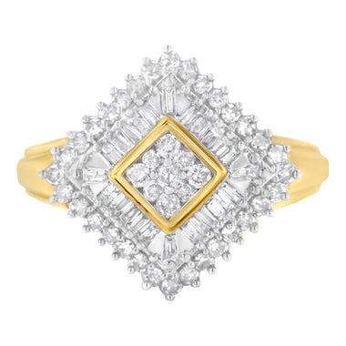 10K Yellow Gold Diamond Ballerina Ring (1 Cttw, I-J Color, I1-I2 Clarity) - Size 7