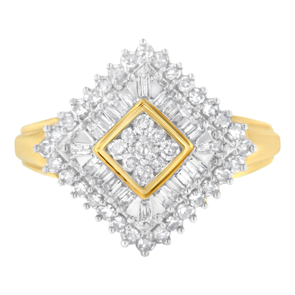 10K Yellow Gold Diamond Ballerina Ring (1 Cttw, I-J Color, I1-I2 Clarity) - Size 7