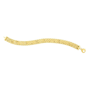 14k Yellow Gold Faceted Panther Link Chain Bracelet - 0