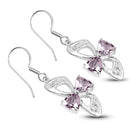 4.06 Carat Genuine Pink Amethyst & White Topaz .925 Sterling Silver Earrings-2