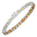 16.73 Carat Genuine Orange Sapphire and White Diamond 14K White Gold Bracelet-1
