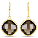21.40 Carat Genuine Smoky Quartz .925 Sterling Silver Earrings-1