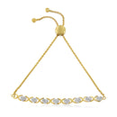 10K Yellow Gold over .925 Sterling Silver 1/10 Cttw Diamond Heart and X-Link 6â€-9â€ Adjustable Bolo Bracelet (H-I Color, I2-I3 Clarity)-2