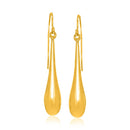 14k Yellow Gold Long Polished Teardrop Dangling Earrings-2