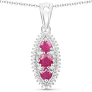 4.32 Carat Genuine Ruby and White Topaz .925 Sterling Silver 3 Piece Jewelry Set (Ring, Earrings, and Pendant w/ Chain)-3