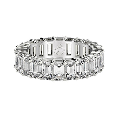 Emerald Cut Lab Grown Diamond Eternity Ring in 14k White Gold (3 cttw FG/VS2) - 0