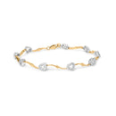 10k Two-Tone Gold 1/3 Cttw Diamond Pave Set Heart S-Link 7.25" Bracelet (I-J Color, I2-I3 Clarity)-1