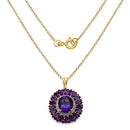 14K Yellow Gold Plated 8.55 Carat Genuine Amethyst & White Topaz .925 Sterling Silver Pendant-2