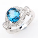 2.56 Carat Genuine London Blue Topaz and White Topaz .925 Sterling Silver Ring-1
