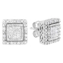 10K White Gold 1/2 cttw Invisible Set Princess-Cut Diamond Square Stud Earring (I-J Color, I1-I2 Clarity)-2