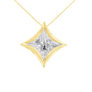 10K White Gold 1/10 Cttw Bezel Set Solitaire Princess Cut Diamond Kite Shaped Pendent Necklace - 18" Inches-2