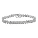 .925 Sterling Silver 1.0 cttw Diamond "Arrow" Shape Tennis Link Bracelet (I-J Color, I3 Clarity) -7.25"-1