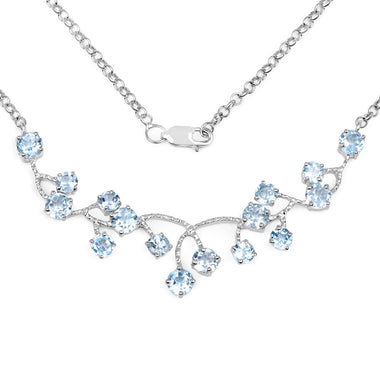 7.36 Carat Genuine Blue Topaz .925 Sterling Silver Necklace - 0