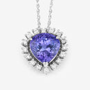 3.25 Carat Genuine Tanzanite and White Diamond 14K White Gold Pendant-4