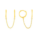 14k Yellow Gold Two Hole Huggie Style Hoop Earrings-2