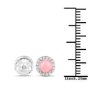 1.36 Carat Genuine Pink Opal and White Topaz .925 Sterling Silver Earrings-3