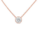 10K Rose Gold 1/5 Carat Round Brilliant-Cut Diamond Modern Bezel-Set Solitaire 16"-18" Pendant Necklace (H-I Color, SI2-I1 Clarity)-1