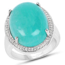 15.09 Carat Genuine Amazanite And White Topaz .925 Sterling Silver Ring-1