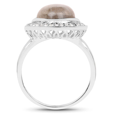 5.43 Carat Genuine Labradorite and White Topaz .925 Sterling Silver Ring - 0