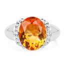 3.94 Carat Genuine Madeira Citrine & White Topaz .925 Sterling Silver Ring-3