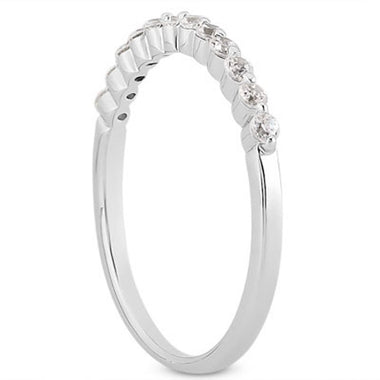 14k White Gold Floating Diamond Single Shared Prong Wedding Ring Band - 0