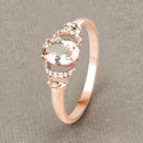 0.75 Carat Genuine Morganite and White Diamond 14K Rose Gold Ring-4