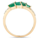 0.68 Carat Genuine Zambian Emerald and White Diamond 14K Yellow Gold Ring-2
