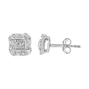 .925 Sterling Silver Round-Cut Diamond Accent Swirl Square Knot Stud Earrings (H-I Color, I2-I3 Clarity)-3